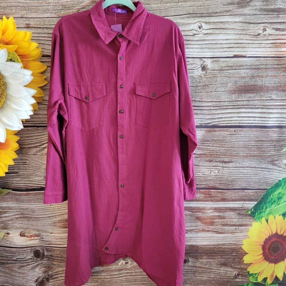 Romacci Women's tunic long sleeve top dark Magenta 4XL NWT
